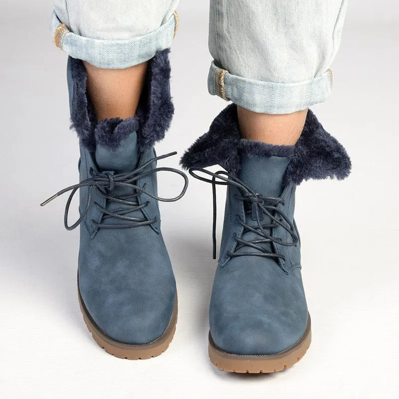 Soft Style by Hush Puppy Samira Fur Collar Boots - Navy