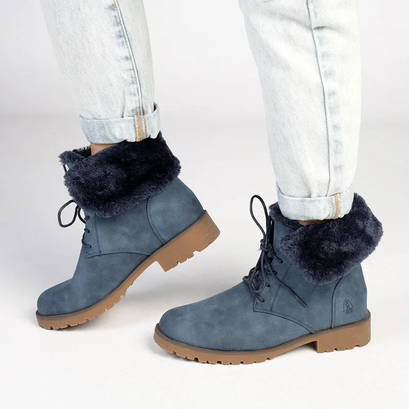 Soft Style by Hush Puppy Samira Fur Collar Boots - Navy