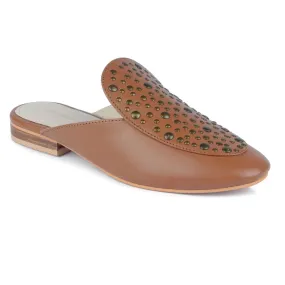 Tan Slip-On Studded Mule