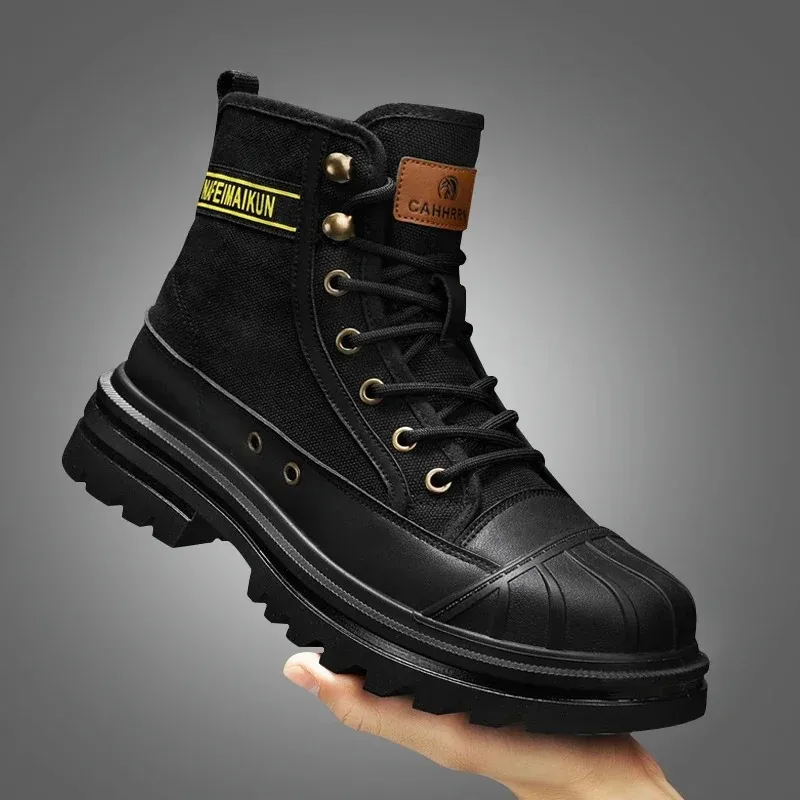 UrbTrek - Heren Boots met Versterkte Neus en Stevig Canvas Bovenwerk