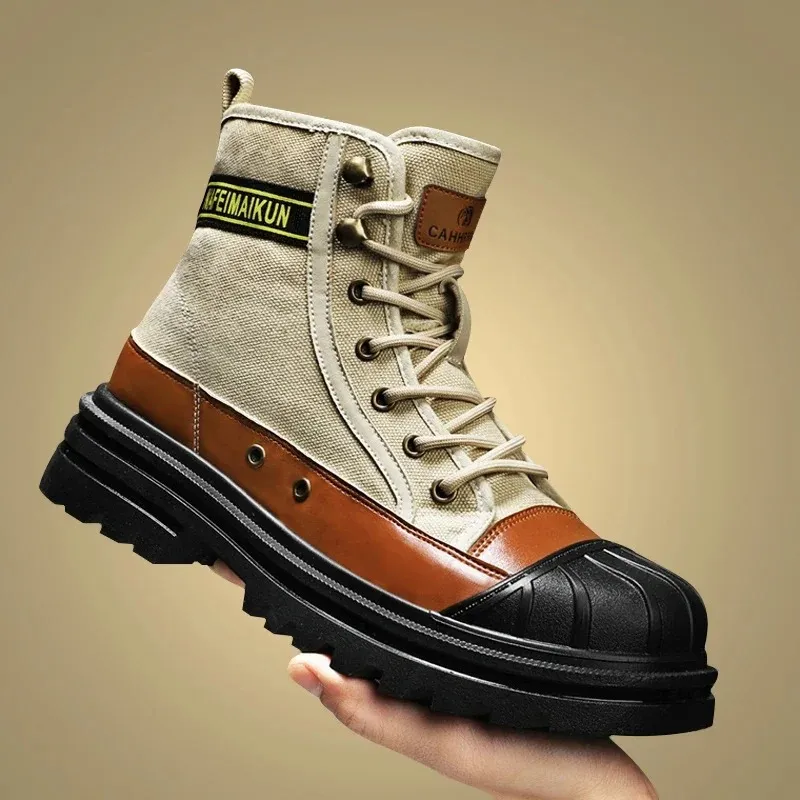 UrbTrek - Heren Boots met Versterkte Neus en Stevig Canvas Bovenwerk