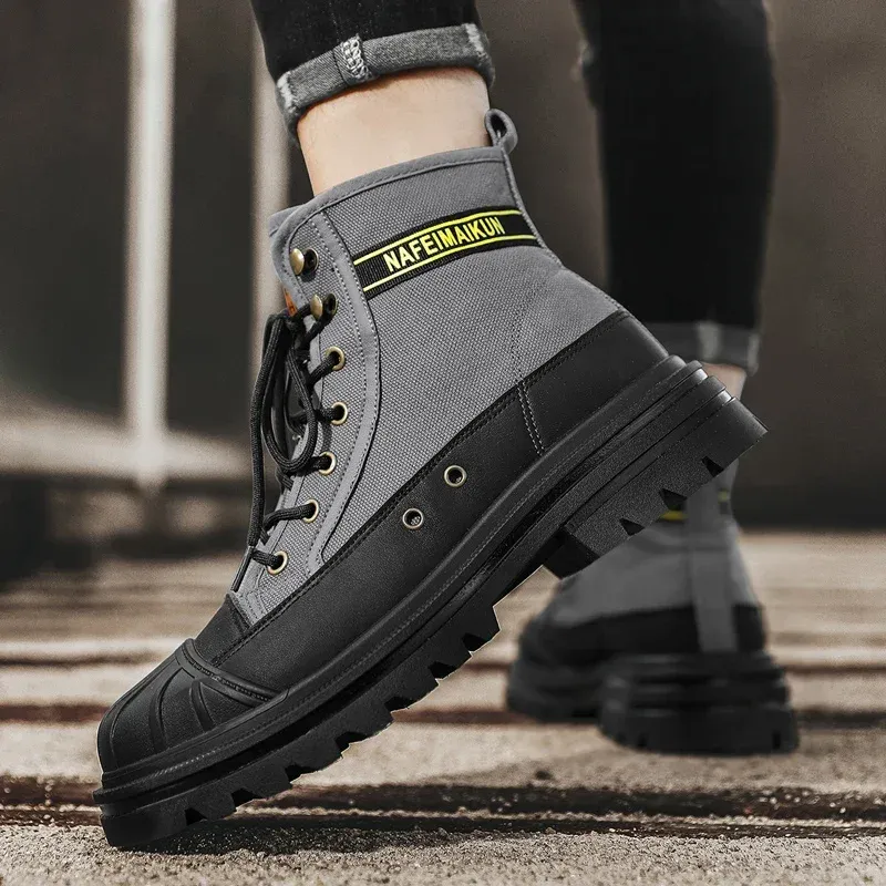 UrbTrek - Heren Boots met Versterkte Neus en Stevig Canvas Bovenwerk