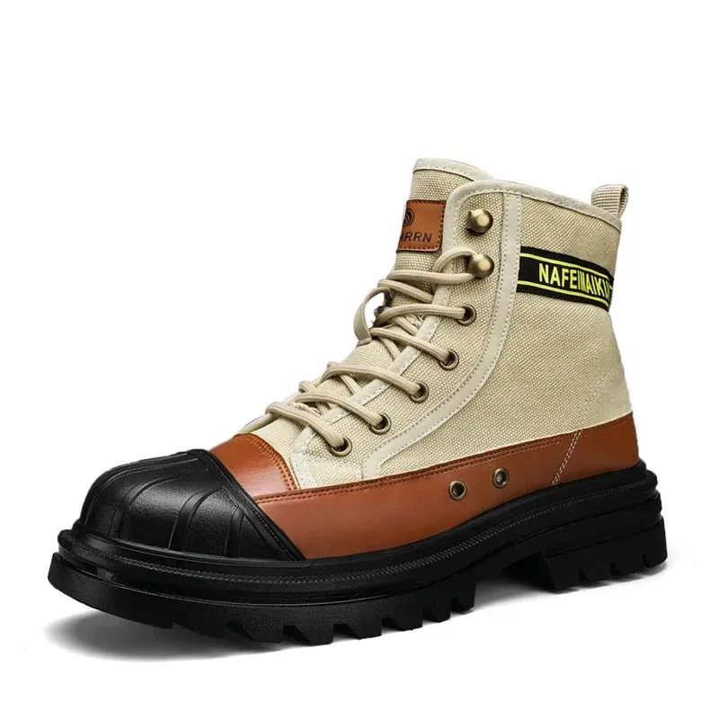 UrbTrek - Heren Boots met Versterkte Neus en Stevig Canvas Bovenwerk