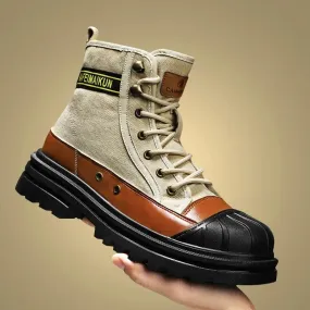 UrbTrek - Heren Boots met Versterkte Neus en Stevig Canvas Bovenwerk