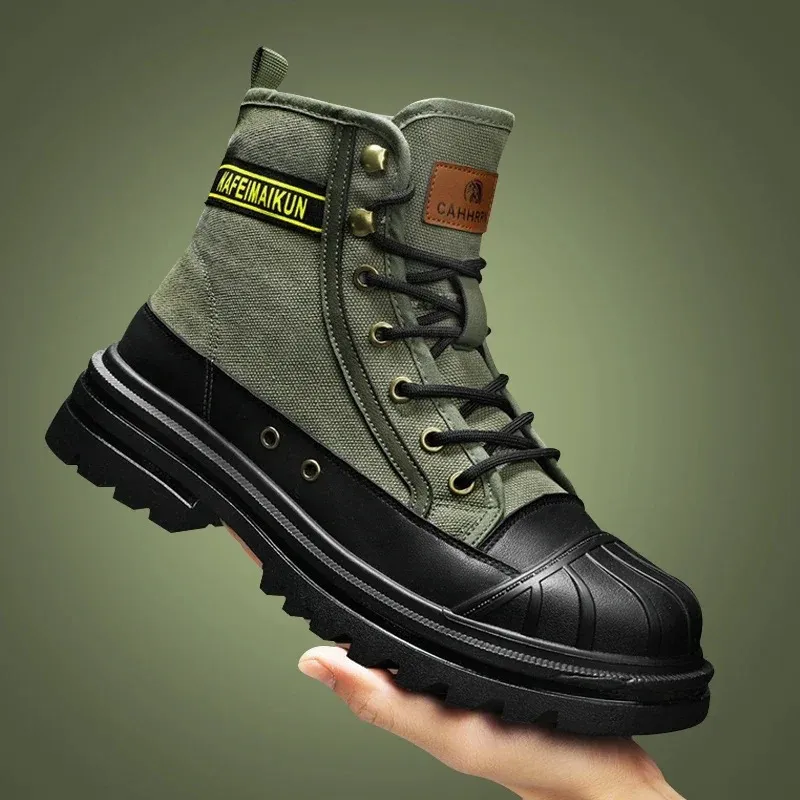 UrbTrek - Heren Boots met Versterkte Neus en Stevig Canvas Bovenwerk