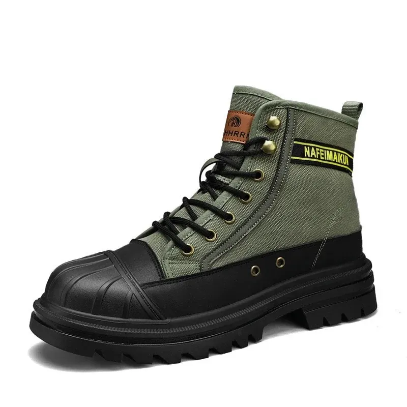 UrbTrek - Heren Boots met Versterkte Neus en Stevig Canvas Bovenwerk