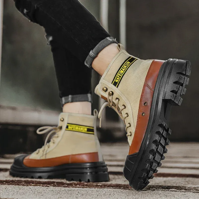 UrbTrek - Heren Boots met Versterkte Neus en Stevig Canvas Bovenwerk