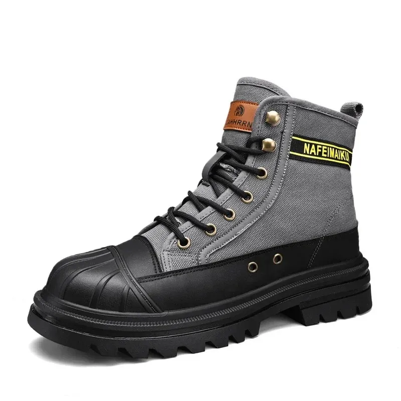 UrbTrek - Heren Boots met Versterkte Neus en Stevig Canvas Bovenwerk