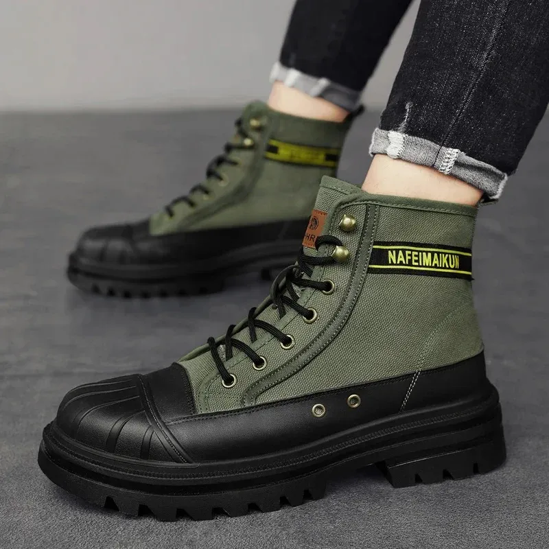 UrbTrek - Heren Boots met Versterkte Neus en Stevig Canvas Bovenwerk