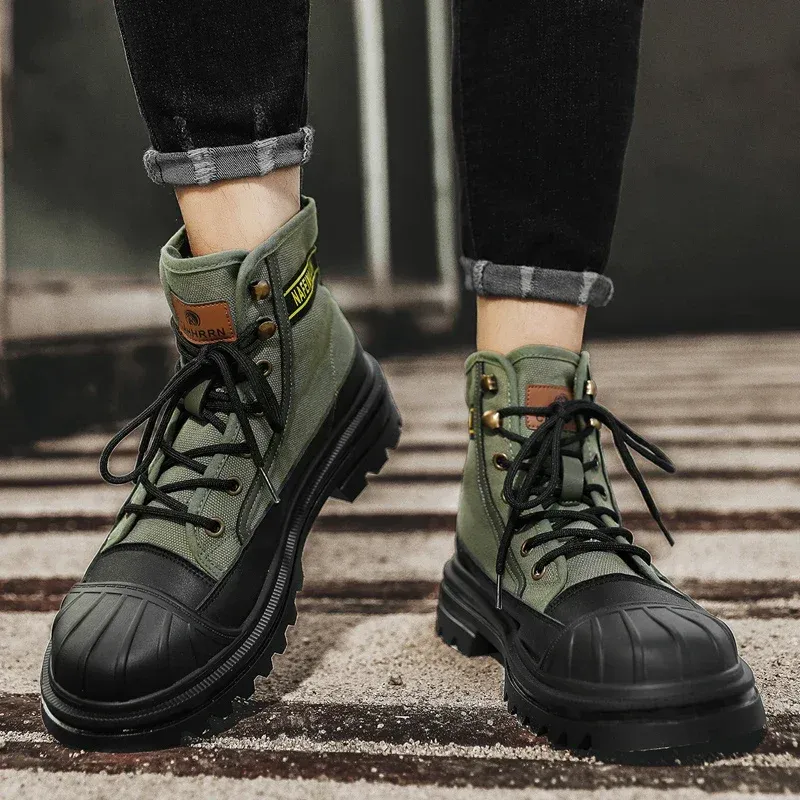 UrbTrek - Heren Boots met Versterkte Neus en Stevig Canvas Bovenwerk