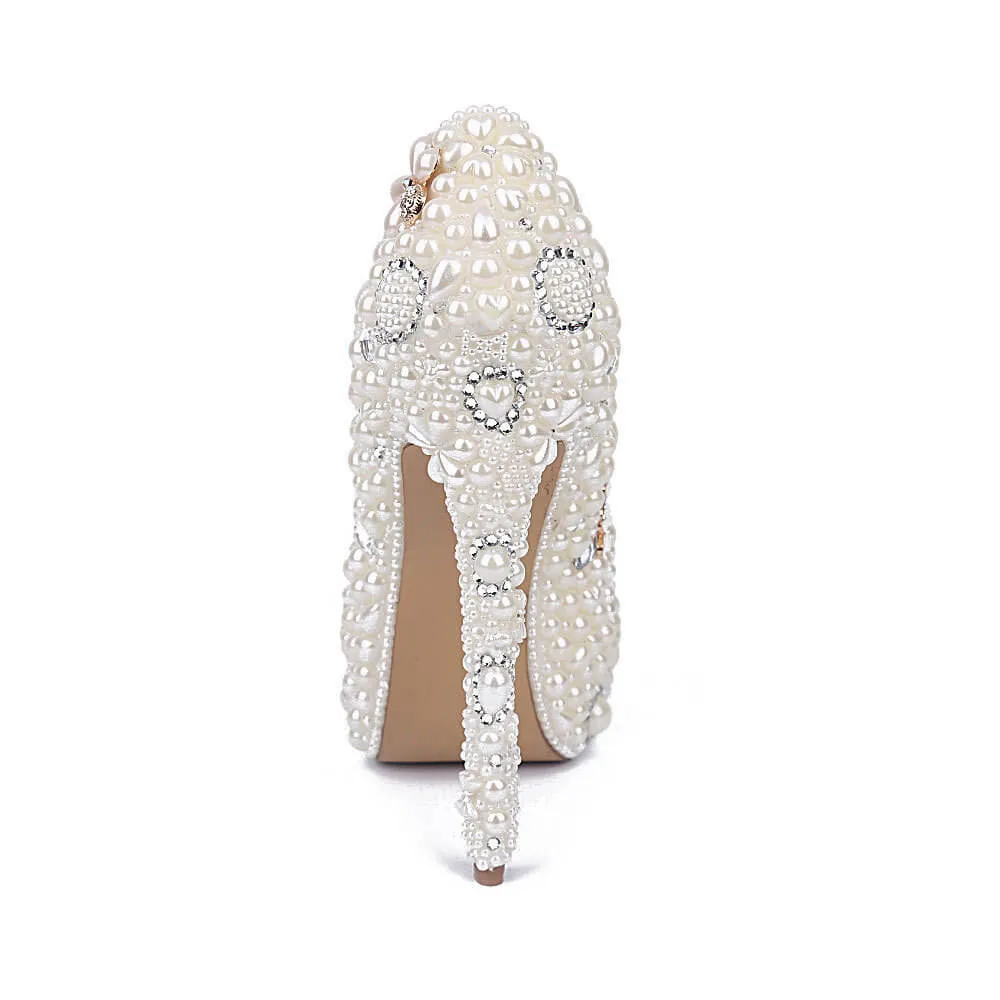 White Round Toe Platform Sexy Leather Pumps