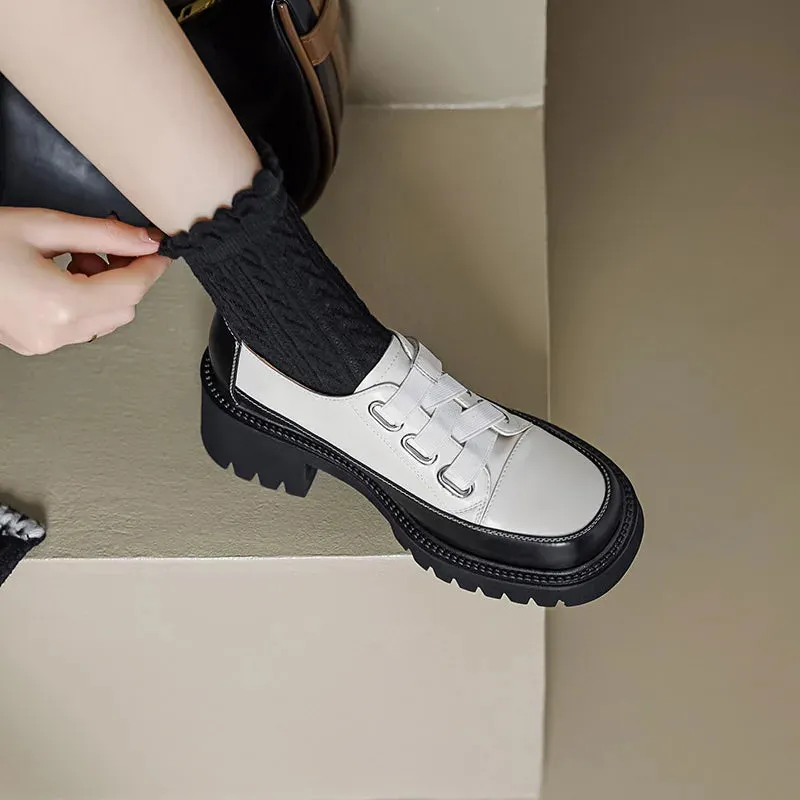 Women Retro Genuine Leather Casual Platform Shoes