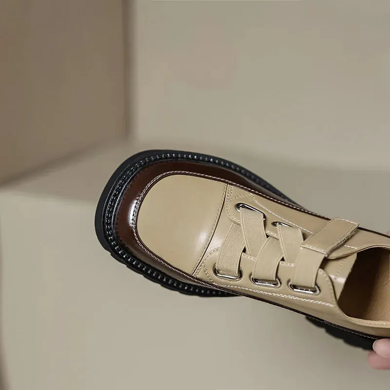 Women Retro Genuine Leather Casual Platform Shoes