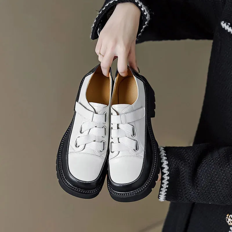 Women Retro Genuine Leather Casual Platform Shoes