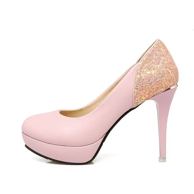 Women Sequins Stiletto Heel Platform Pumps