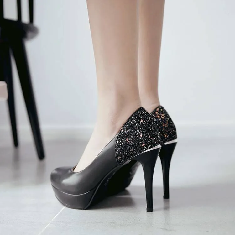 Women Sequins Stiletto Heel Platform Pumps