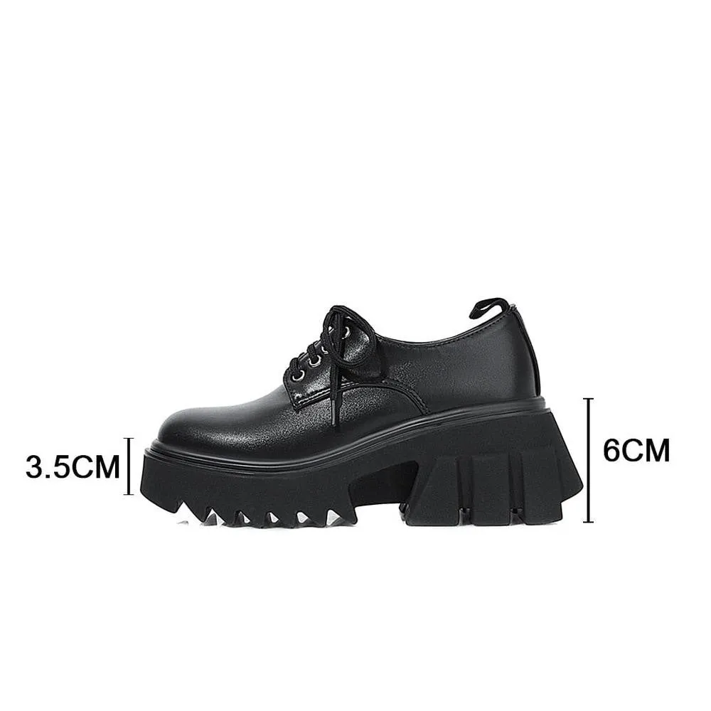 Women Single Shoes Round Toe Lace-up Pumps Platform Gothic Style High Heel Shoes