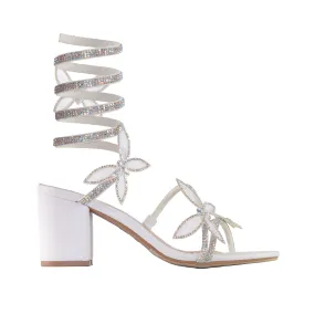 Zodiac - Wide Fit Embellished Mid Heels, Rhinestone Butterfly Straps, Glamorous Party Footwear, Chic & Comfortable for Evening Events
