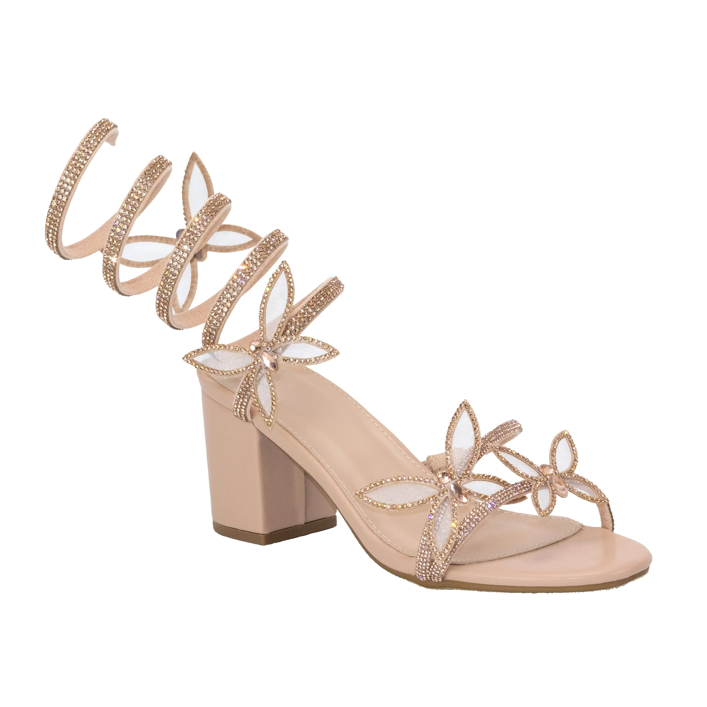 Zodiac - Wide Fit Embellished Mid Heels, Rhinestone Butterfly Straps, Glamorous Party Footwear, Chic & Comfortable for Evening Events